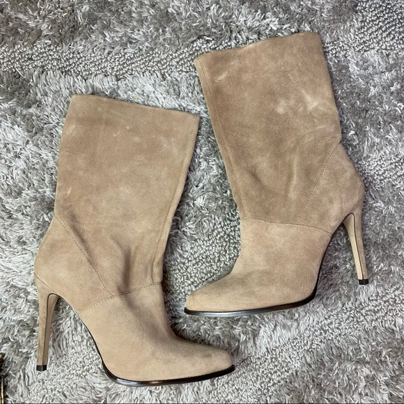 BCBG generation tall suede heeled boots beige Valor - Picture 1 of 7